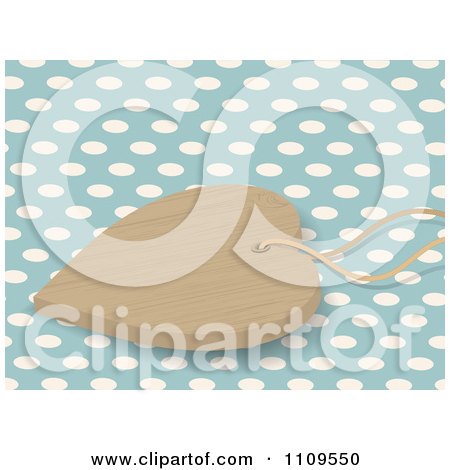 Clipart Wooden Heart And String Over Blue With Polka Dots - Royalty Free Vector Illustration by elaineitalia