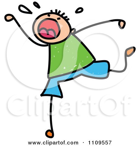 Clipart Stick Boy Screaming And Throwing A Tantrum - Royalty Free Vector Illustration by Prawny