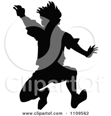 Clipart Silhouetted Boy Jumping - Royalty Free Vector Illustration by Prawny Vintage
