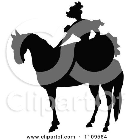 Clipart Silhouetted Circus Woman On A Horse - Royalty Free Vector Illustration by Prawny Vintage