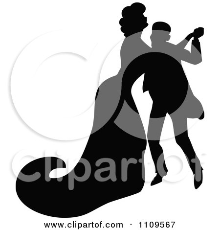 Clipart Silhouetted Couple Dancing - Royalty Free Vector Illustration by Prawny Vintage