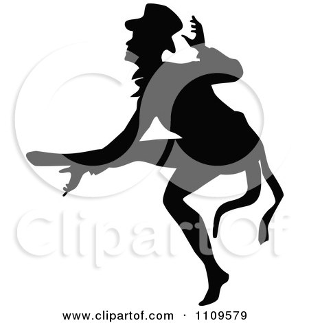 Clipart Silhouetted Male Dancer Balanced On His Toes - Royalty Free Vector Illustration by Prawny Vintage