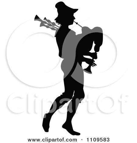 Clipart Silhouetted Piper Man - Royalty Free Vector Illustration by Prawny Vintage