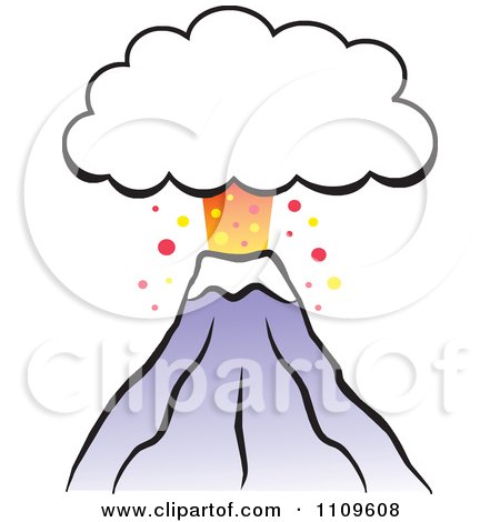 Clipart Volcano Erupting With An Ash Cloud Frame - Royalty Free Vector Illustration by Johnny Sajem