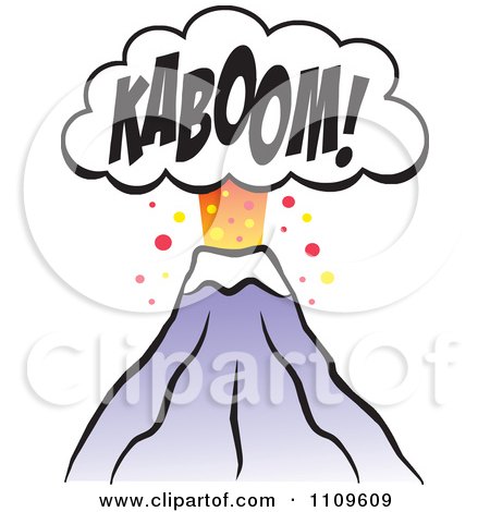 Clipart Noisy Volcano Erupting With A Kaboom Cloud - Royalty Free Vector Illustration by Johnny Sajem