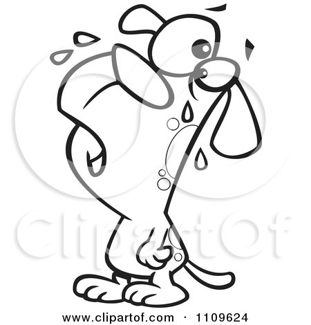 Clipart Outlined Dog Whining - Royalty Free Vector Illustration by toonaday