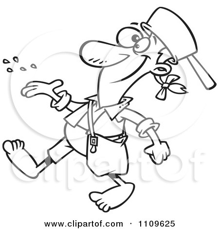 Clipart Outlined Johnny Appleseed Tossing Seeds - Royalty Free Vector Illustration by toonaday