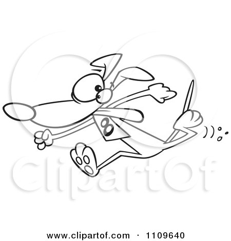 Clipart Outlined Greyhound Dog Racing At The Track - Royalty Free Vector Illustration by toonaday
