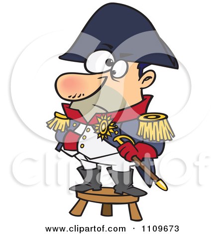 Clipart Short Captain Standing On A Stool - Royalty Free Vector Illustration by toonaday