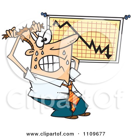 Clipart Stressed Business Man Viewing A Recession Chart - Royalty Free Vector Illustration by toonaday
