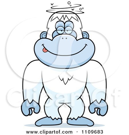 Clipart Drunk Or Dumb Yeti Abominable Snowman Monkey - Royalty Free Vector Illustration by Cory Thoman