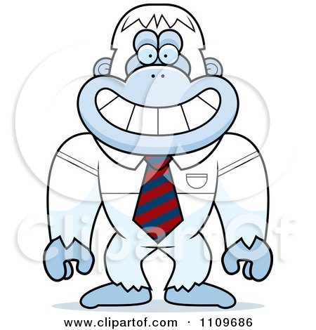 Clipart Yeti Abominable Snowman Monkey Wearing A Tie - Royalty Free Vector Illustration by Cory Thoman