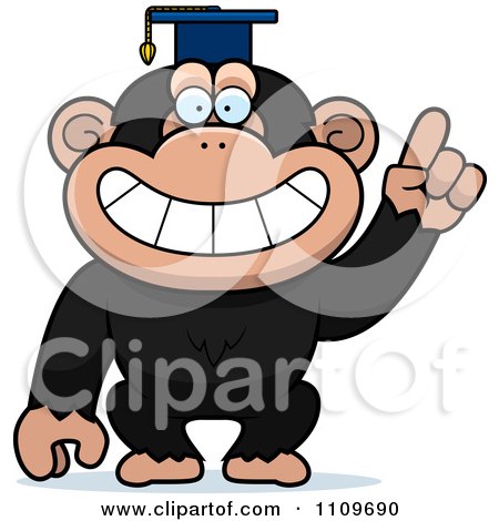 Clipart Chimpanzee Professor Wearing A Cap - Royalty Free Vector Illustration by Cory Thoman