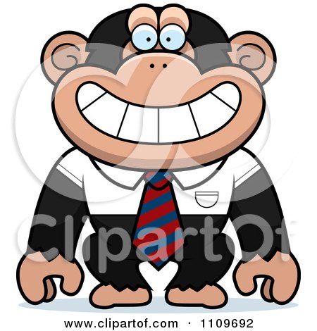Clipart Chimpanzee Wearing A Tie And Shirt - Royalty Free Vector Illustration by Cory Thoman