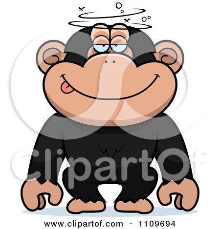 Clipart Dumb Or Drunk Chimpanzee - Royalty Free Vector Illustration by Cory Thoman
