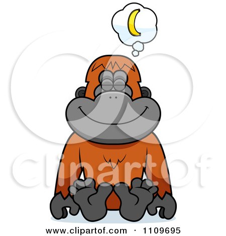 Clipart Orangutan Monkey Daydreaming Of Bananas - Royalty Free Vector Illustration by Cory Thoman