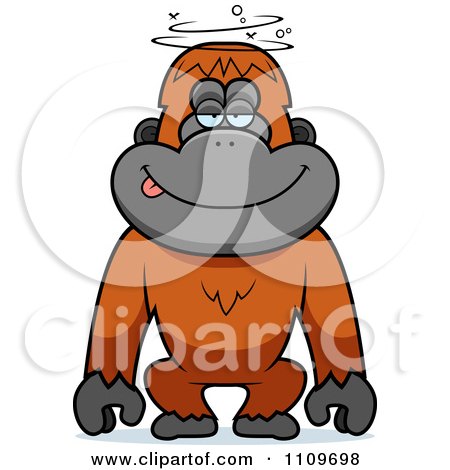 Clipart Drunk Or Dumb Orangutan Monkey - Royalty Free Vector Illustration by Cory Thoman