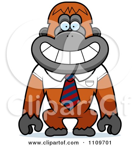 Clipart Orangutan Monkey Wearing A Tie - Royalty Free Vector Illustration by Cory Thoman