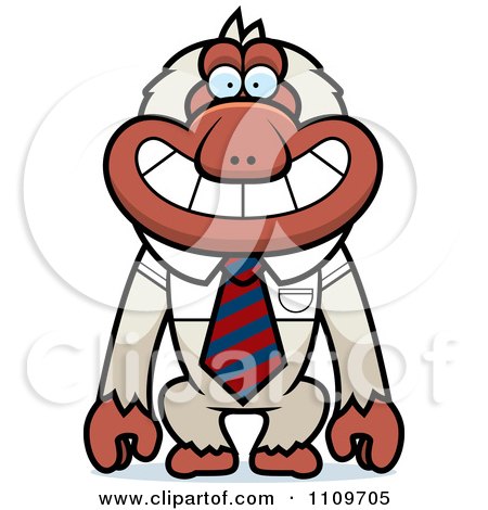 Clipart Macaque Monkey Wearing A Tie And Shirt - Royalty Free Vector Illustration by Cory Thoman