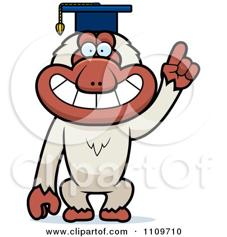 Clipart Macaque Monkey Professor Wearing A Cap - Royalty Free Vector Illustration by Cory Thoman