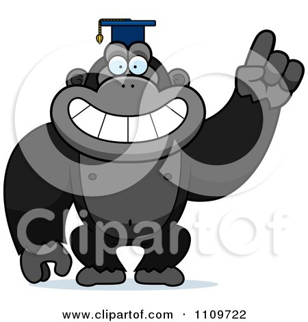 Clipart Gorilla Professor Wearing A Cap - Royalty Free Vector Illustration by Cory Thoman