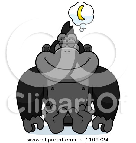 Clipart Gorilla Daydreaming Of Bananas - Royalty Free Vector Illustration by Cory Thoman