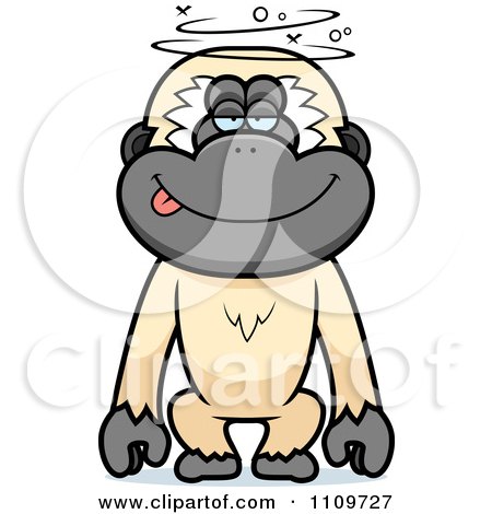 Clipart Drunk Or Dumb Gibbon Monkey - Royalty Free Vector Illustration by Cory Thoman