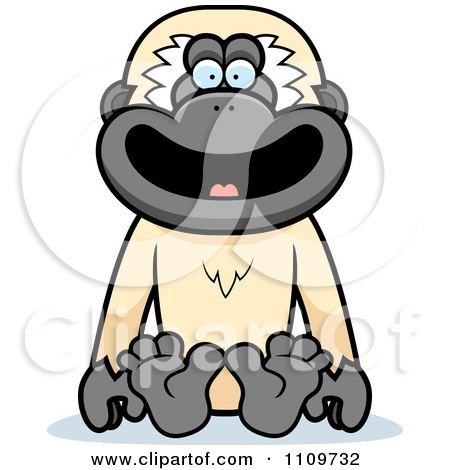 Clipart Gibbon Monkey Sitting - Royalty Free Vector Illustration by Cory Thoman