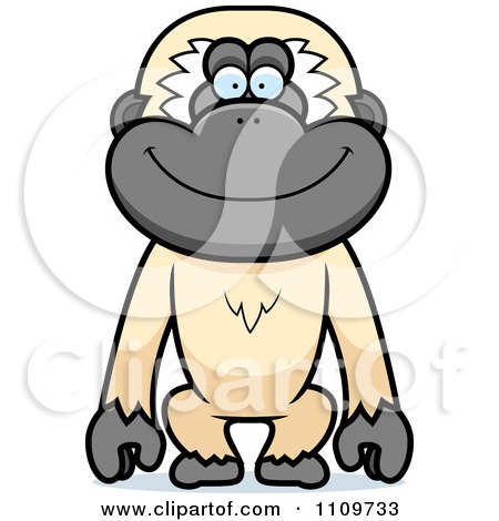 Clipart Smiling Gibbon Monkey - Royalty Free Vector Illustration by Cory Thoman
