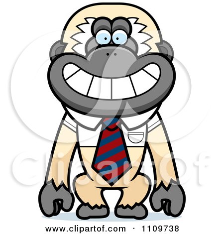 Clipart Gibbon Monkey Wearing A Tie And Shirt - Royalty Free Vector Illustration by Cory Thoman