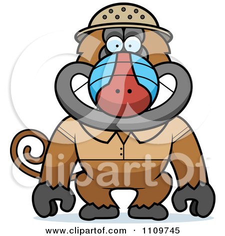 Clipart Baboon Monkey Explorer - Royalty Free Vector Illustration by Cory Thoman
