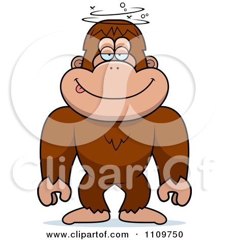 Clipart Drunk Or Dumb Bigfoot Sasquatch - Royalty Free Vector Illustration by Cory Thoman