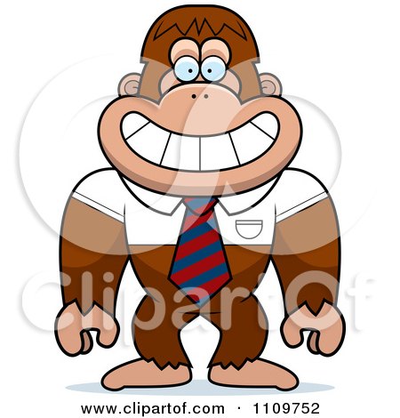 Clipart Bigfoot Sasquatch Wearing A Tie And Shirt - Royalty Free Vector Illustration by Cory Thoman