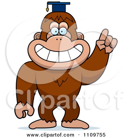 Clipart Bigfoot Sasquatch Professor Wearing A Cap - Royalty Free Vector Illustration by Cory Thoman