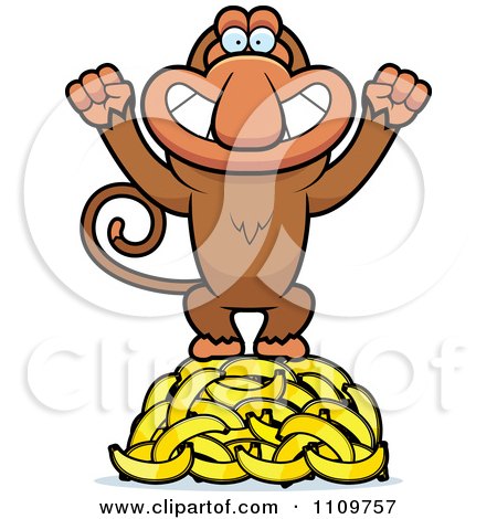 Clipart Proboscis Monkey Standing On Bananas - Royalty Free Vector Illustration by Cory Thoman