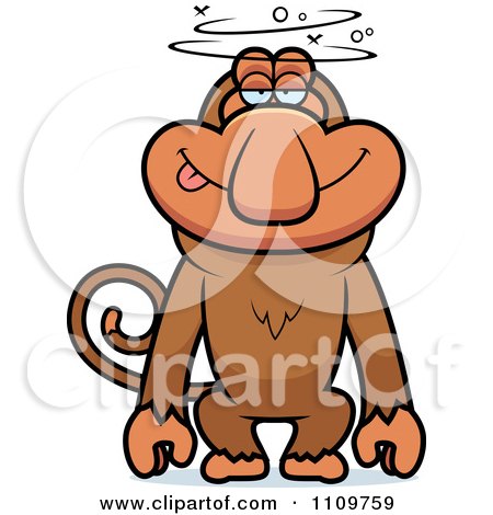 Clipart Dumb Or Drunk Proboscis Monkey - Royalty Free Vector Illustration by Cory Thoman