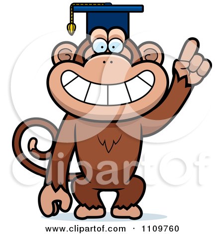 Clipart Monkey Professor Wearing A Cap - Royalty Free Vector Illustration by Cory Thoman