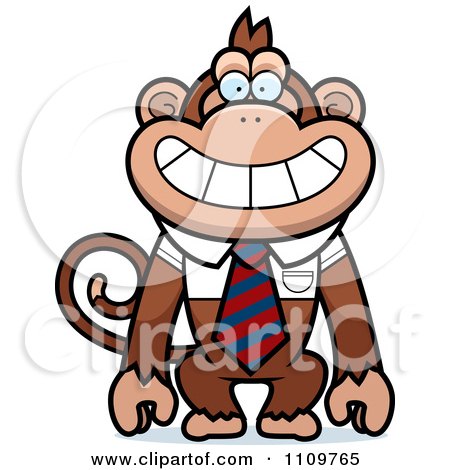 Clipart Monkey Wearing A Tie And Shirt - Royalty Free Vector Illustration by Cory Thoman
