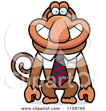 Clipart Proboscis Monkey Wearing A Tie - Royalty Free Vector Illustration by Cory Thoman