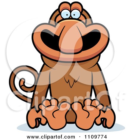 Clipart Proboscis Monkey Sitting - Royalty Free Vector Illustration by Cory Thoman