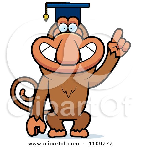 Clipart Proboscis Monkey Professor Wearing A Cap - Royalty Free Vector Illustration by Cory Thoman