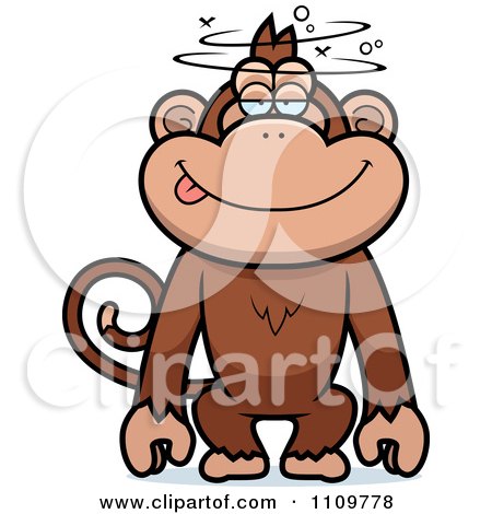 Clipart Drunk Or Dumb Monkey - Royalty Free Vector Illustration by Cory Thoman