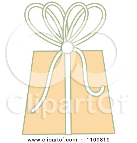 Clipart Peach Colored Gift Box With A Bow - Royalty Free Vector Illustration by KJ Pargeter