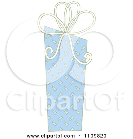 Clipart Blue Patterned Gift Box With A Bow - Royalty Free Vector Illustration by KJ Pargeter