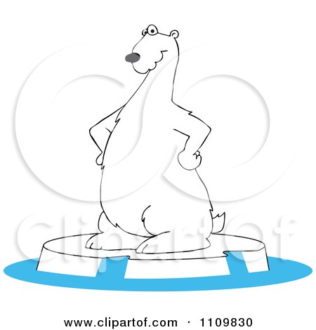 Clipart Cartoon Polar Bear Standing On An Ice Berg - Royalty Free Vector Illustration by djart
