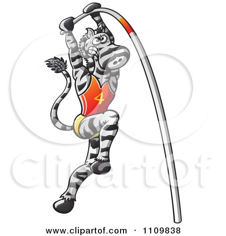 Clipart Track And Field Athletic Pole Vault Zebra - Royalty Free Vector Illustration by Zooco