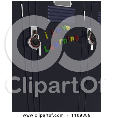 Clipart 3d School Locker With I Love Learning Magnets - Royalty Free CGI Illustration by KJ Pargeter
