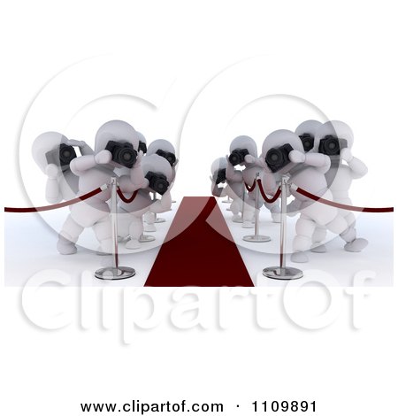 Clipart 3d Paparazzi White Characters Snapping Photos Along The Red Carpet - Royalty Free CGI Illustration by KJ Pargeter