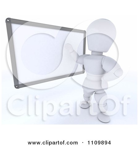 Clipart 3d White Character Teacher With A White Board - Royalty Free CGI Illustration by KJ Pargeter