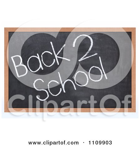 Clipart 3d Black Board With Back 2 School Text - Royalty Free CGI Illustration by KJ Pargeter
